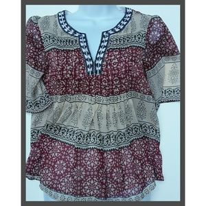 River Island Blouse Sheer Boho Top Size 8